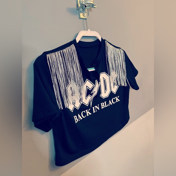 AC/DC Fringe Crop Top in Medium - Picture 8 of 11
